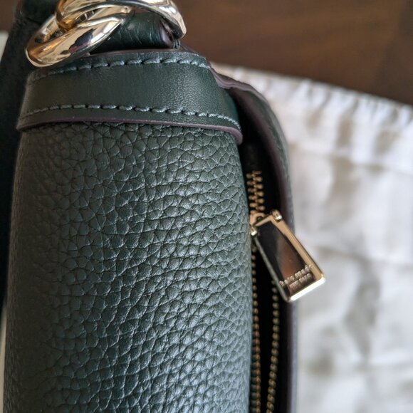 KATE SPADE Hudson Pebbled Leather Flap Convertible Shoulder Bag Northern Pine - Picture 14 of 16